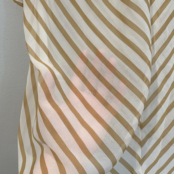 Sapphire Silhouette Gold and White Striped Sheer Blouse - Size Medium? - Picture 2 of 7